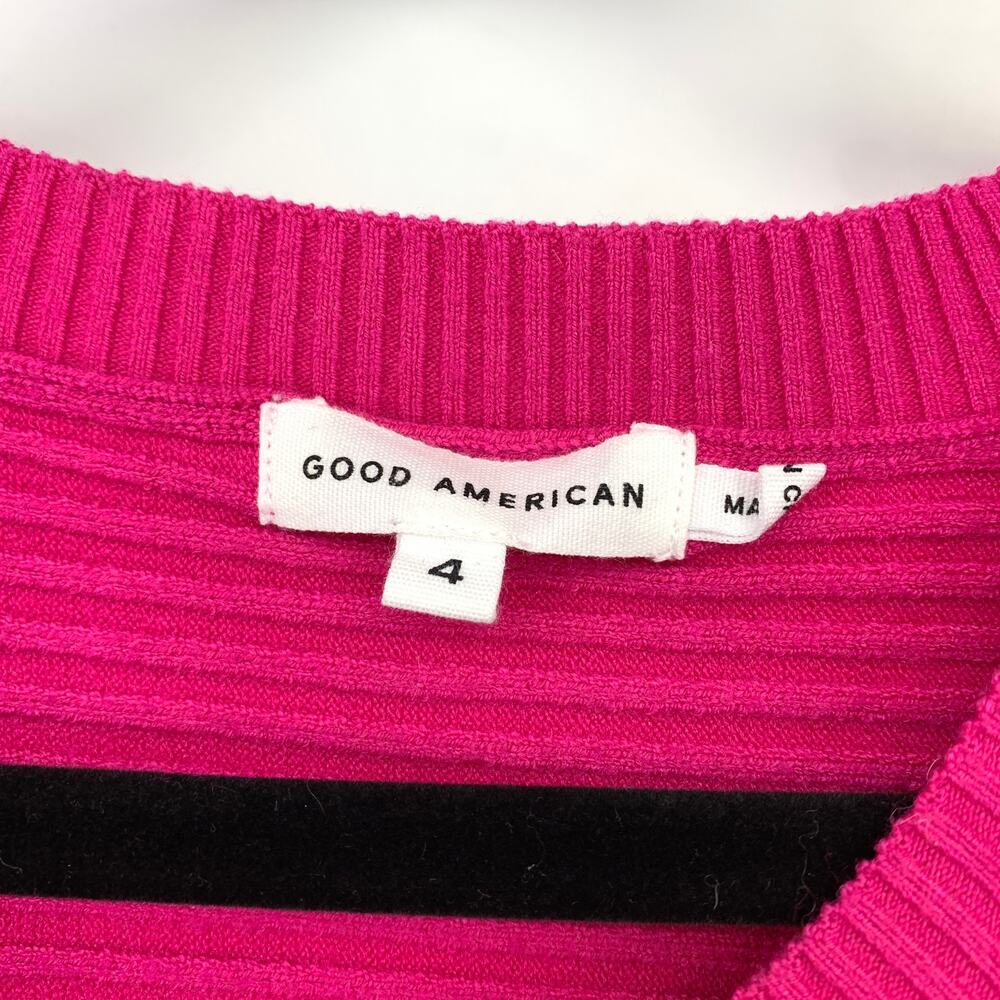 Good American Pullover Boxy Sweater Womens Size 4 US XL Hot Pink Ribbed Knit - Picture 5 of 6